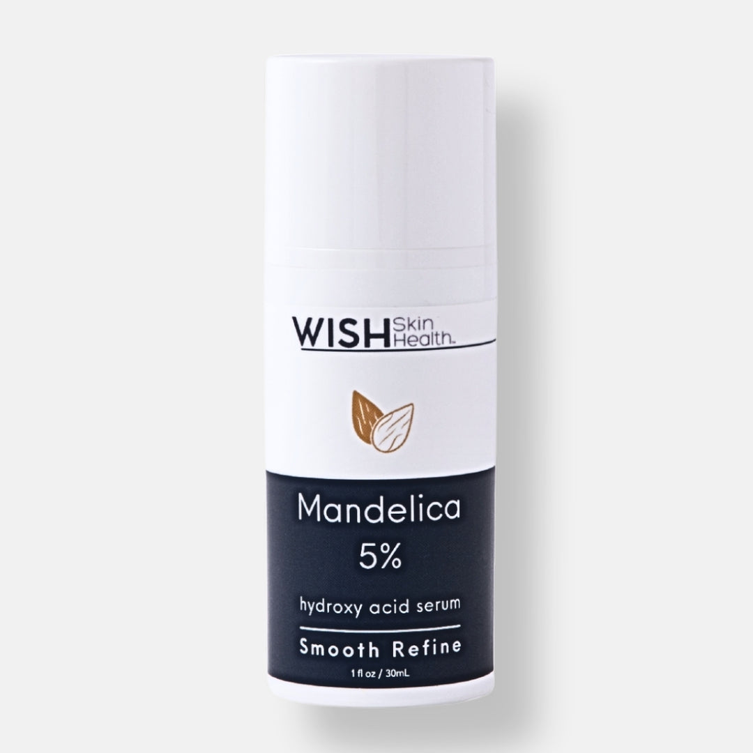 Mandelica™ also has antibacterial properties which are beneficial in the treatment of oily and acne prone skin. For those who suffer from acne and want to fight wrinkles too, Mandelica™ is a terrific option as it addresses both of these concerns. Mandelica™ may be recommended (peel prep) to reduce irritation prior to professional exfoliation.