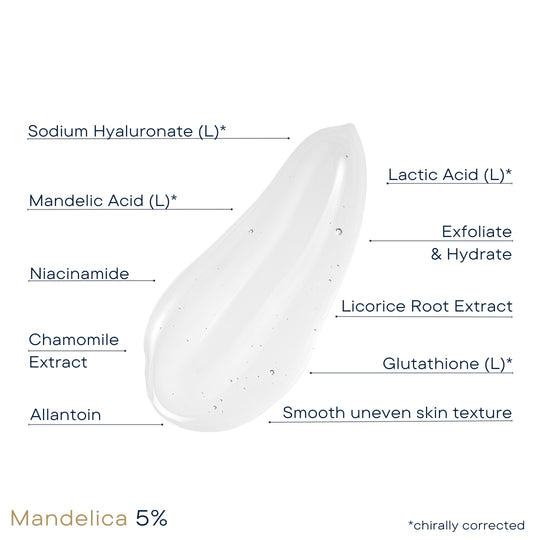 Gentle exfoliating serum to smoothing uneven texture Formulated with an alpha hydroxy blend of Mandelic Acid (L), Lactic Acid (L) and Niacinamide Helps reduce breakouts, fine lines and wrinkles while balancing uneven skin tone 10% serum is optimized for moderate breakouts II/IV. Benzoyl Peroxide free.. New Formula Now with L-Glutathione and Allantoin.