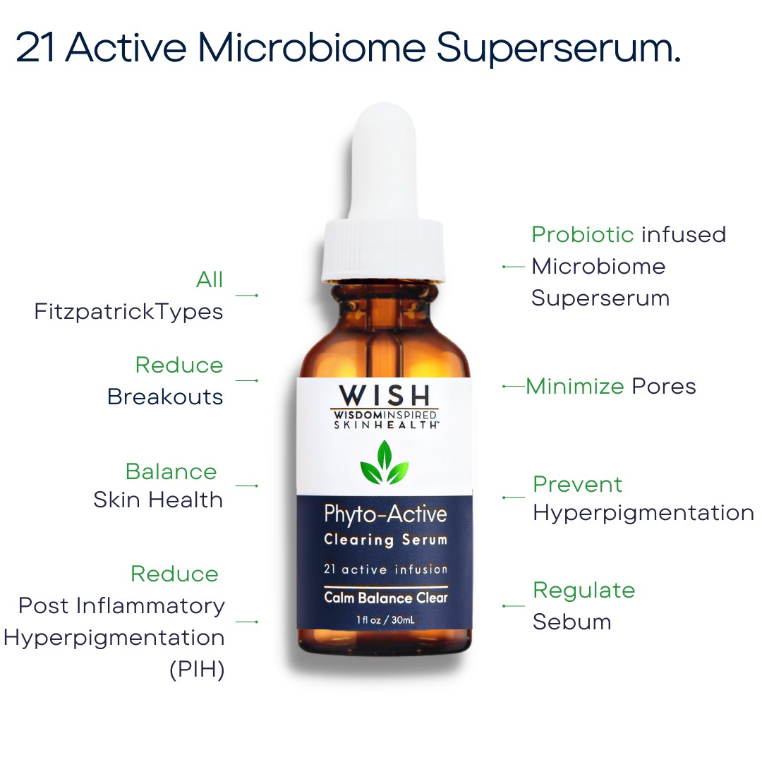 This first-to-market complex features 21 actives-in-one formulation to reduce the formation of acne breakouts and clogged pores, inhibit pigmentation while balancing skin tone. Serum clears active breakouts while reducing visible skin irritation. Lactobacillus Ferment complex supports the skin’s natural microbiome to prevent future breakouts from forming. 