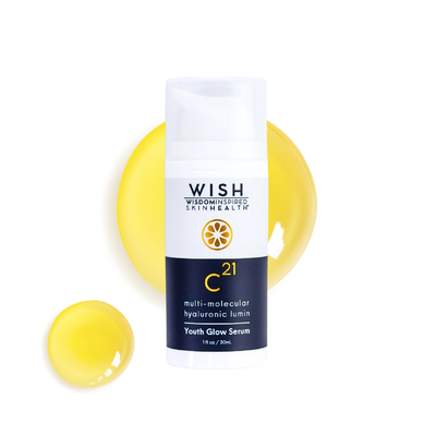 C21 Youth Glow™ harnesses multiple molecular weights of hyaluronic spheres, a triple blend of bio-available Vitamin C, Vitamin E and Acetyl Heptapeptide-9 to deliver superior environmental protection and immediate and long-term moisturizing benefits. Studies have demonstrated that Tetrahexyldecyl Ascorbate (stable Vitamin C) can facilitate a 50% increase in collagen production versus L-Ascorbic acid