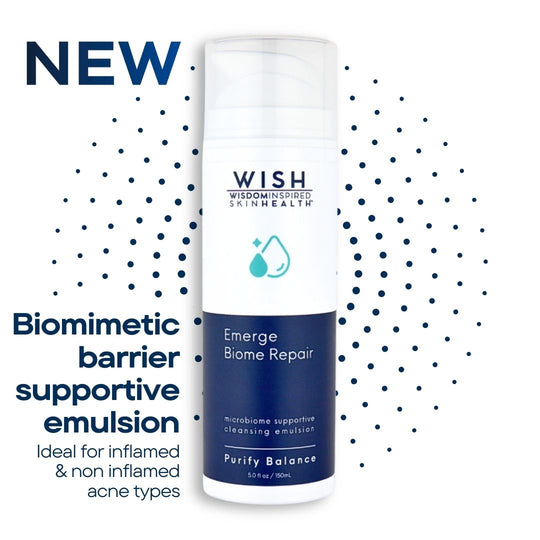 Dry skin due or compromised barrier use this cream cleanser from wish. Biomimetic hydrating oils cleanse skin. Acne safe. Made in USA. Calm skin, reduce inflammation, prevent TEWL by restoring skin barrier.