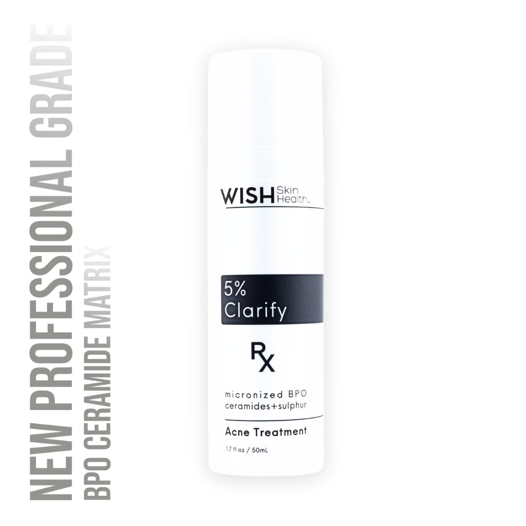 Clarify™ 5% is a&nbsp;medium strength targeted treatment medication for acne&nbsp;grades II &amp; III. Working deep within the pore to mitigate acne causing bacteria. Professional use formula also includes 3% Sulphur for further anti-inflammatory properties.&nbsp;
